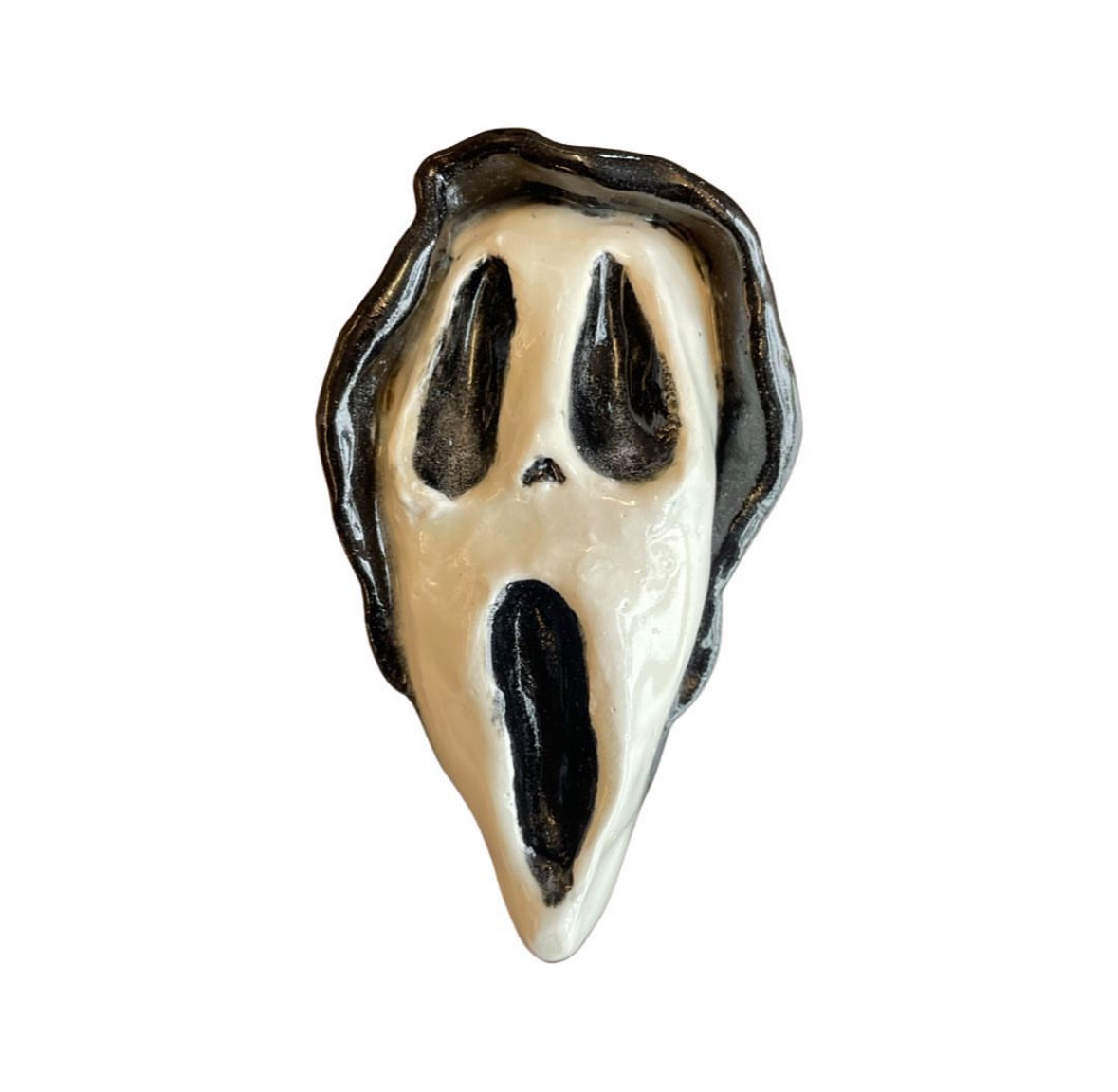 Ceramic Ghostface scream mask sculpture