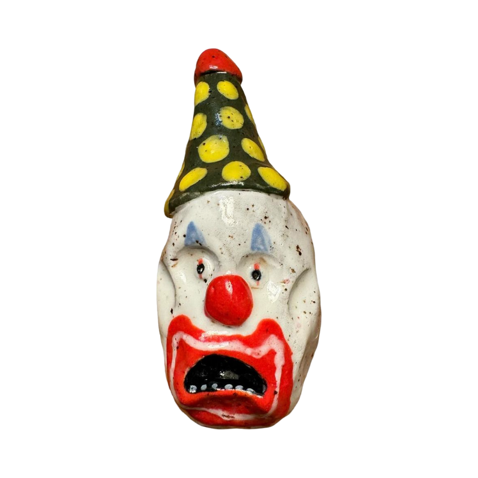 Ceramic clown head sculpture