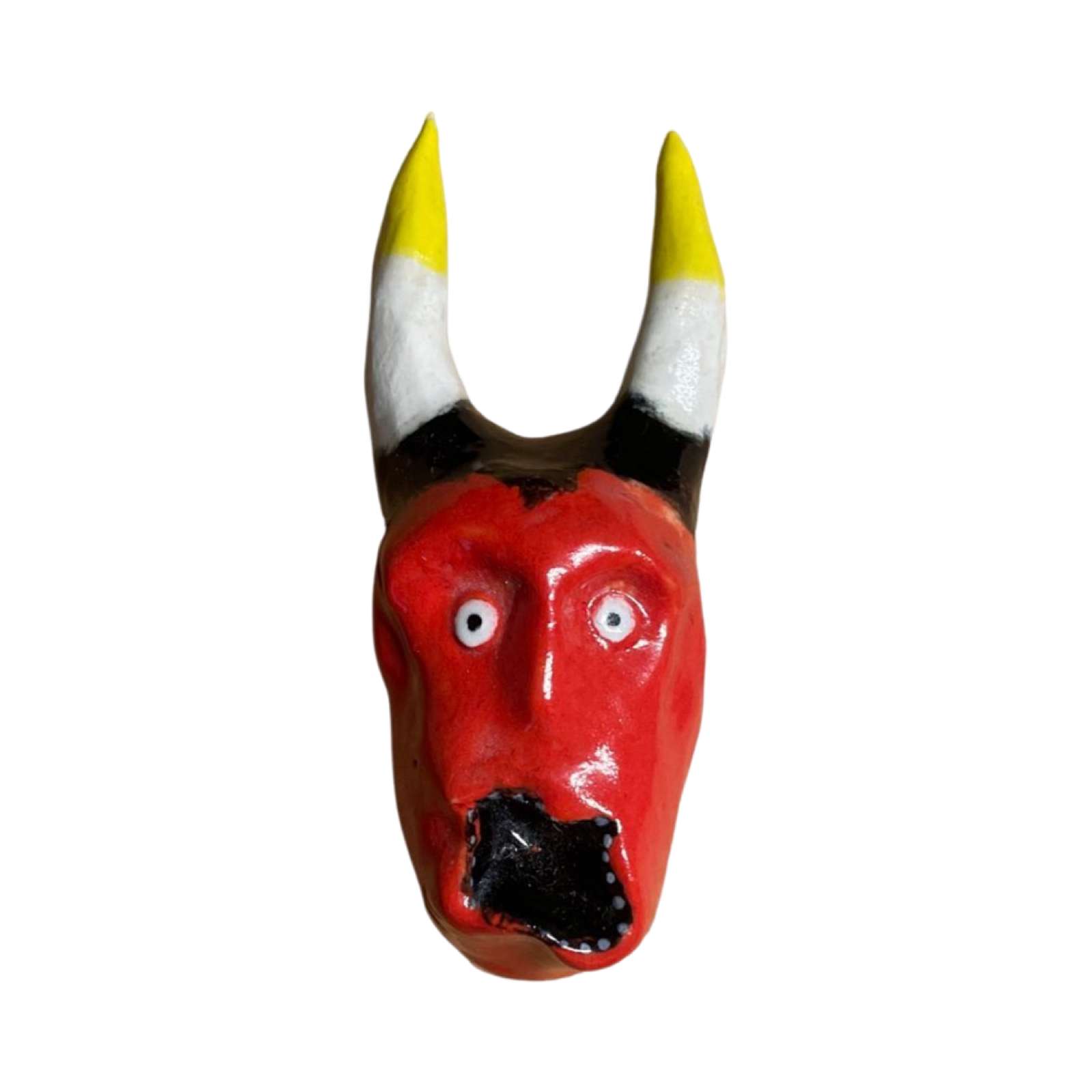 Ceramic red devil head sculpture