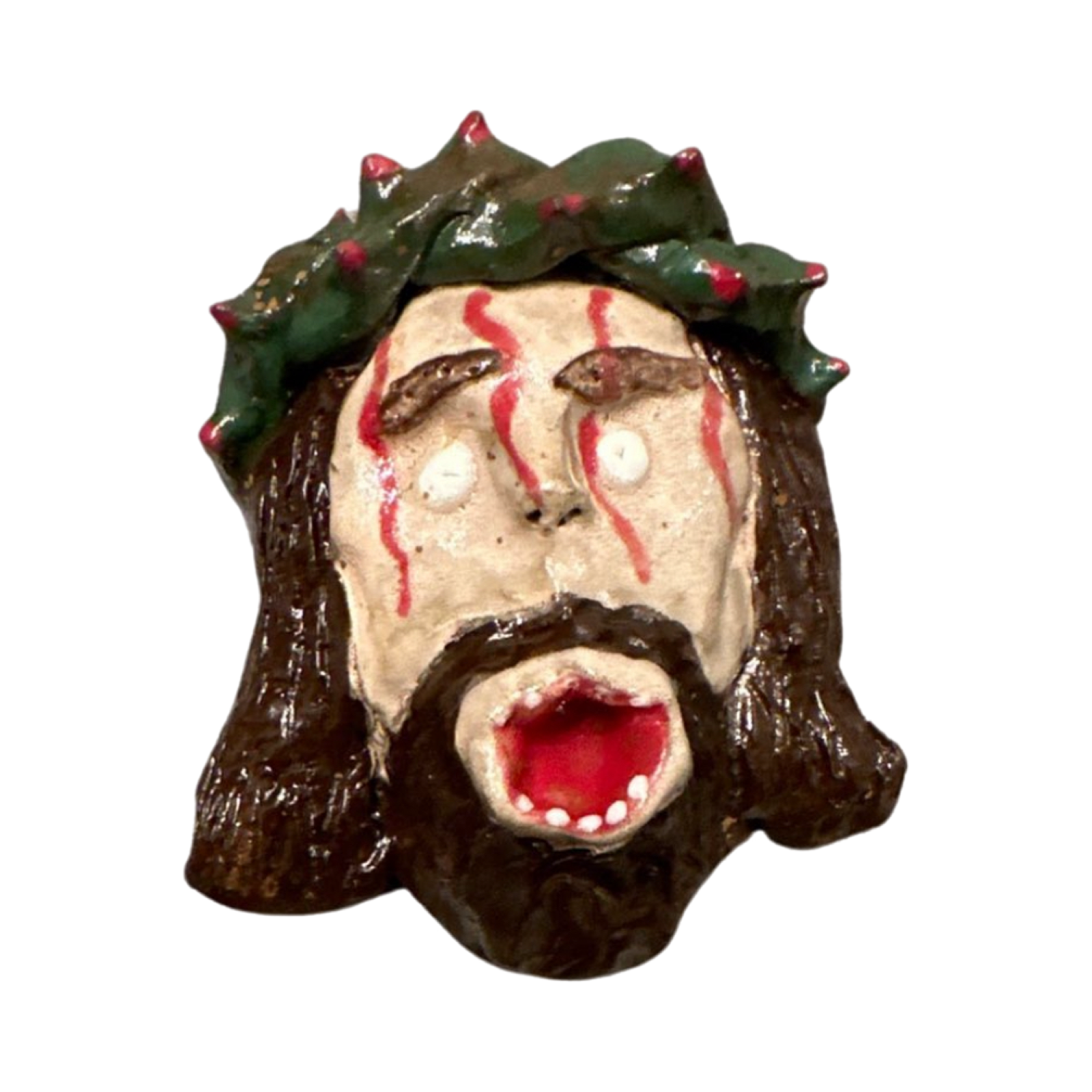 Ceramic Jesus head sculpture